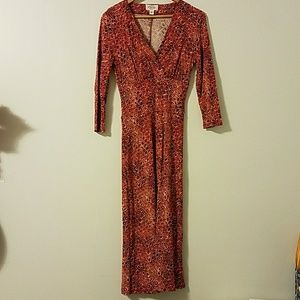 TALBOTS red white and cream diamond pattern dress